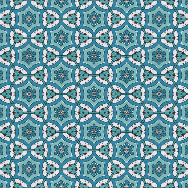 Mavi arkaplanda soyut ve pürüzsüz desen. Dekorasyon kumaşı ve kağıtları için vektör.