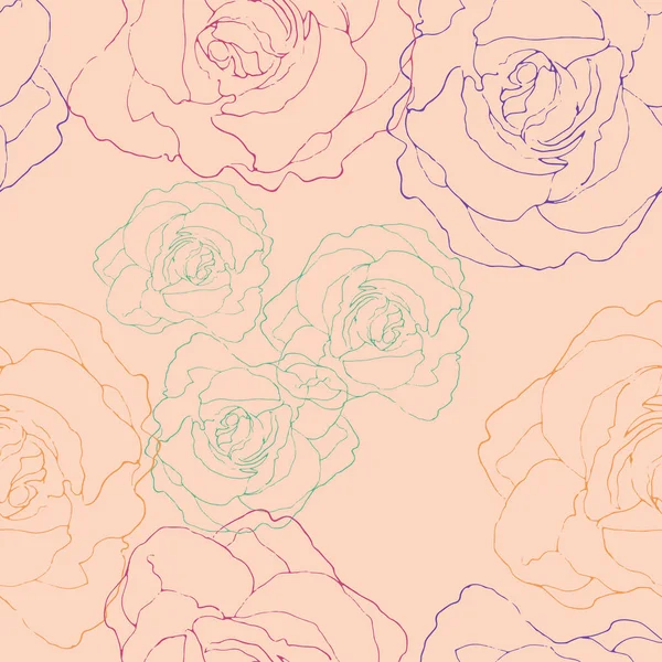 Grafica Rose Delicate Sfondo Rosa Modello Senza Cuciture Vettoriale Floreale — Vettoriale Stock