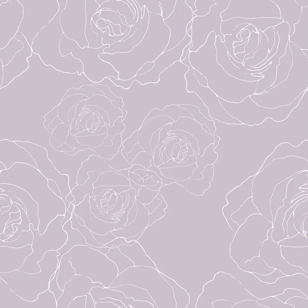 Roses Graphiques Délicates Sur Fond Gris Vecteur Floral Motif Sans — Image vectorielle