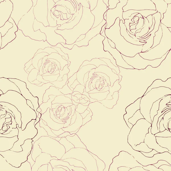 Roses Graphiques Délicates Sur Fond Crème Vecteur Floral Motif Sans — Image vectorielle