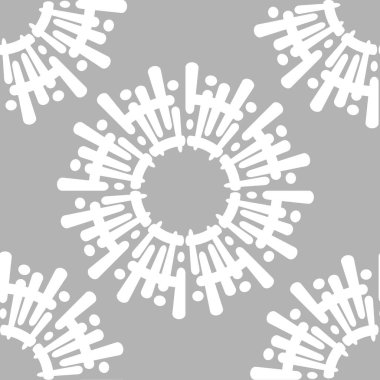 Gri arkaplanda soyut, pürüzsüz desen. Beyaz mandala.