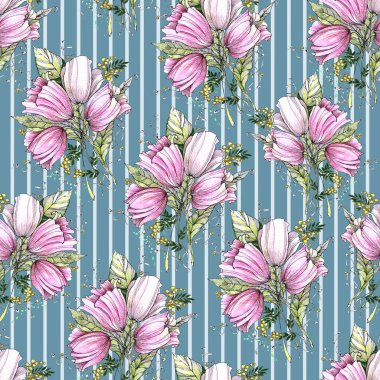 suluboya çiçekli güzel çiçek deseni, illüstrasyon, vektör