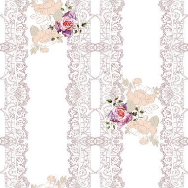 Renkli kalemler ve mürekkeple açılışı olan çiçekler. Dikey kompozisyon. Beyaz arkaplanda pürüzsüz desen.