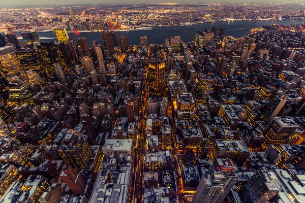 뉴욕 미국-3 월 3 2016: 뉴욕, 맨하탄. 공중에서 야경. — 스톡 사진