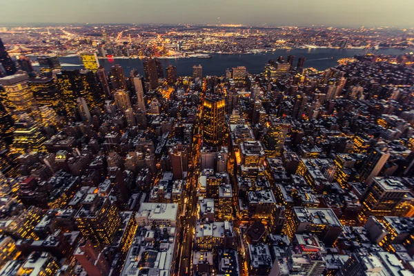 New York Amerika Birleşik Devletleri - 03 Mart 2016: New York, Manhattan. Gece ışıkları hava.