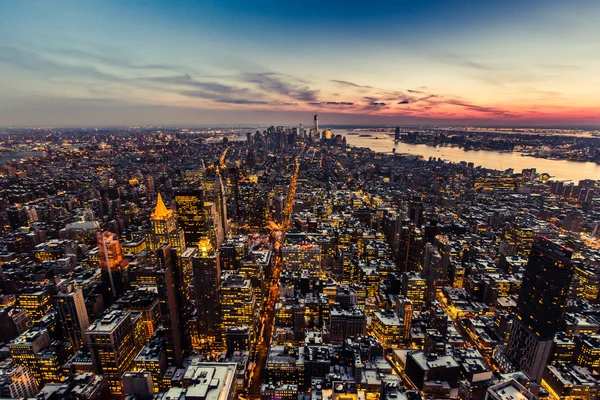 New York USA - 03 mars 2016 : New York, Manhattan. Lumières nocturnes des airs . — Photo