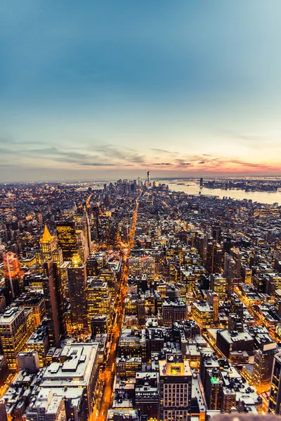 New York USA - March 03 2016: New York, Manhattan. Night lights from the air. — Stock Photo, Image