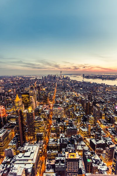 New York Amerika Birleşik Devletleri - 03 Mart 2016: New York, Manhattan. Gece ışıkları hava.