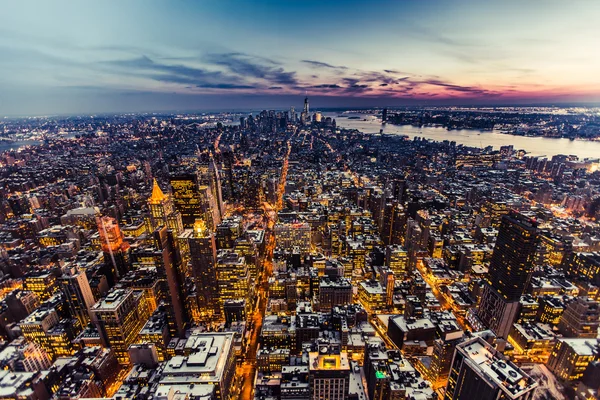 New York USA - 03 mars 2016 : New York, Manhattan. Lumières nocturnes des airs . — Photo