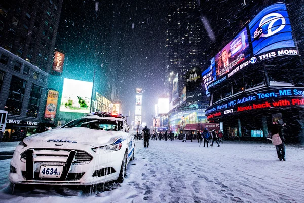 눈이 뉴욕 타임즈 스퀘어 스톡 사진