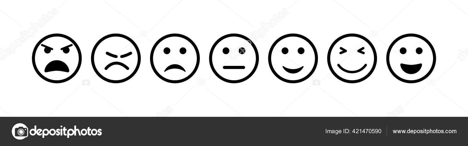 Gesichtssymbol Lächeln Und Traurige Emojis Glückliche Und Schlechte Smileys  Für Stock-Vektorbild von ©Wise_ant 421470590, image size:1600x500