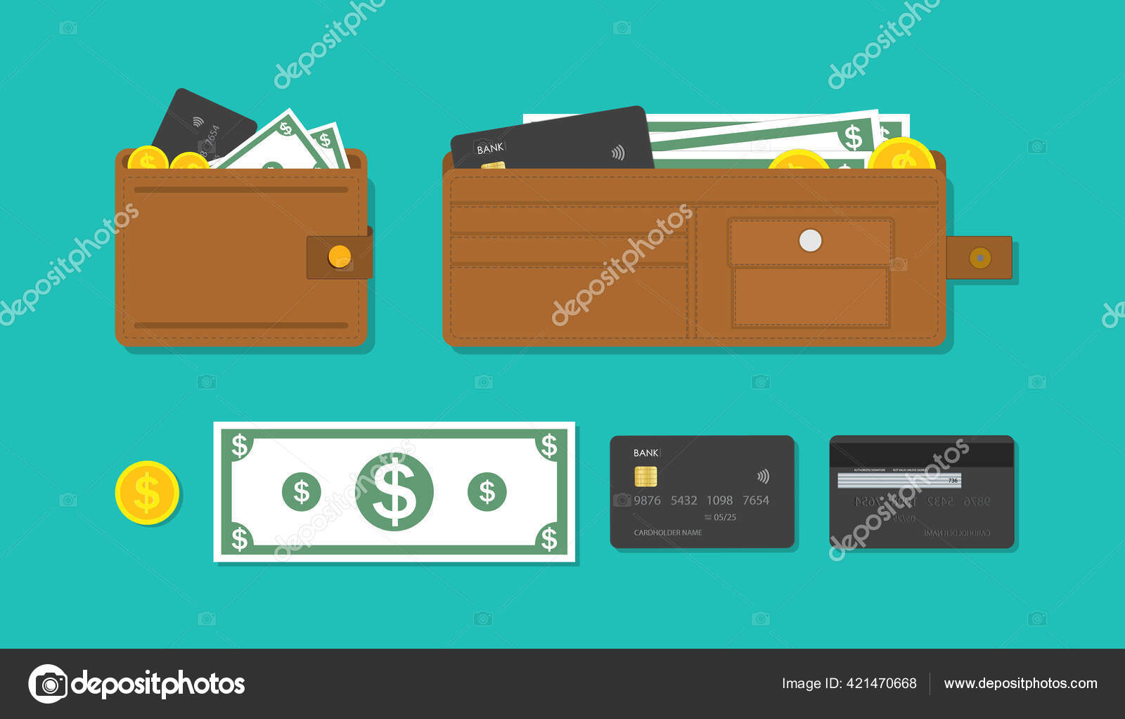 depositphotos 421470668 stock illustration wallet card cash money icon