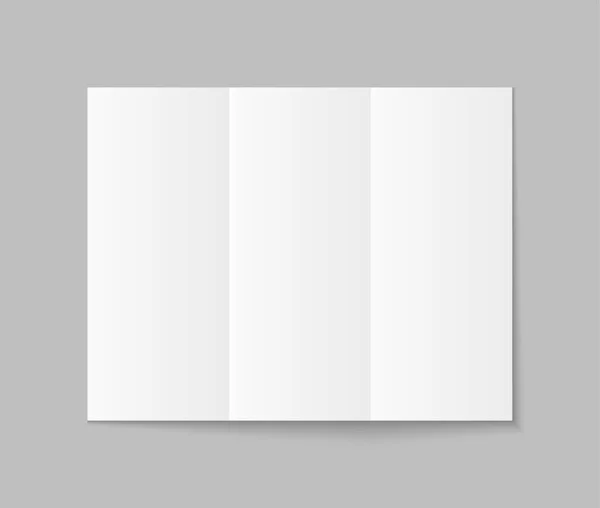 三折的肉汤模型 折页纸传单 有阴影的空白白色传单 一个4小册子的模板 玩牌吧 打开带有三页的杂志或目录 小册子的封面 — 图库矢量图片