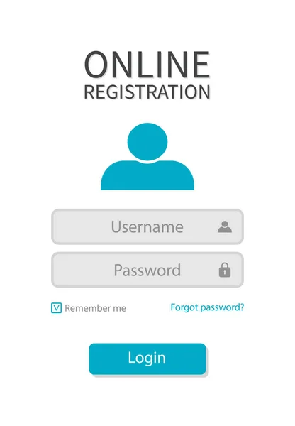 Form Registration Login Password User Web Page Username Button Register — Stock Vector