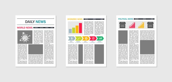 Una Maqueta Periódico Plantilla Noticias Papel Tabloide Noticias Revista Con — Archivo Imágenes Vectoriales