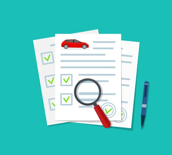 Dokument Ubezpieczenia Samochodu Sprawdź Auto Papierze Zabezpieczenie Finansowe Ubezpieczeniu Ikona — Wektor stockowy