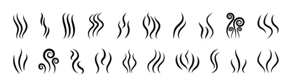 Icônes Fumée Logo Vapeur Odeur Arôme Grill Cuisson Symbole Vapeur — Image vectorielle