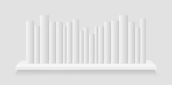 Livre Sur Étagère Blanche Maquette Livres Empilés Sur Une Étagère — Image vectorielle