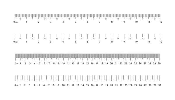 Heerser Met Inch Meet Schaal Van Centimeter Millimeter Inch Meter — Stockvector