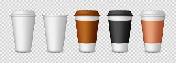 Tasse Café Papier Modèle Plastique Tasse Avec Couvercle Tasse Pour — Image vectorielle