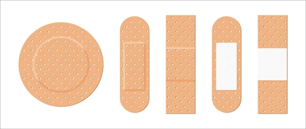 Plâtre Médical Bandage Adhésif Pour Aide Plaie Des Icônes Pansements — Image vectorielle