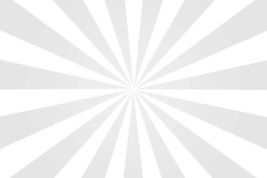 Beyaz güneş ışınlı gri arkaplan. Yıldız patlaması deseni. Güneş ışığıyla soyut dokular. Radyasyon ışınları. Geçmişe dönük flaş. Güneş ışınları dizaynı. Vektör.