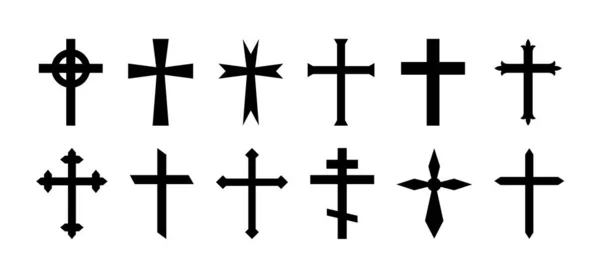 Cruz Crucifixo Cristão Ícone Cruz Cristã Símbolo Igreja Jesus Sinal — Vetor de Stock
