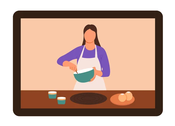 Online Video Výuka Vaření Šéfkuchař Vaří Výukové Video Kuchařské Školy — Stockový vektor