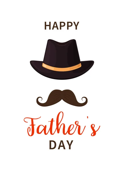 Father day. Happy fathers day. Dad with hat and mustache. Gift for man on holiday. Design elements for father s holiday. Illustration, template for celebration. Paper poster for daddy. Vector.