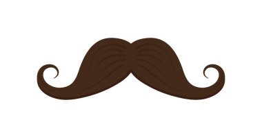 Bıyık ikonu. Çizgi film bıyığı. Siyah hippi bıyığı. Moda grafik sembolü. Erkekler için bıyık. Tatlı ağız için geçmişe dönük bir şekil. Çocuklar için komedi logosu. Berbere ikon. Vektör.