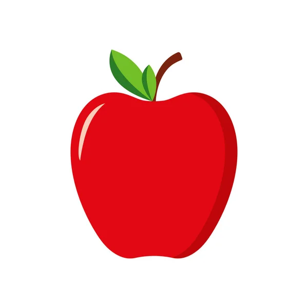Czerwone Jabłko Zielonym Liściem Ikona Jabłka Owocowego Logo Kreskówki Izolowane — Wektor stockowy