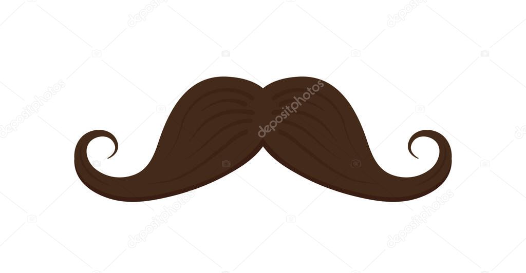 Mustache icon. Cartoon moustache. Black hipster mustache. Fashion graphic symbol. Moustache for men. Retro shape for cute mouth. Comedy logo for kids. Icon for barber. Vector.