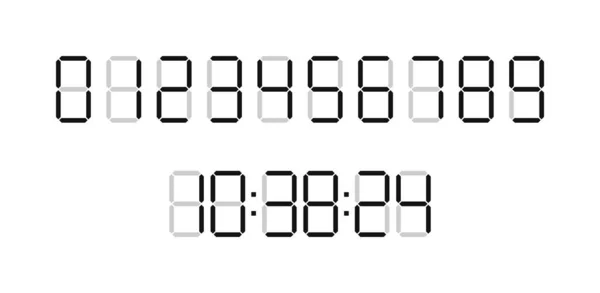 Relógio Digital Números Para Temporizador Calculadora Exibição Relógio Fonte Dígito — Vetor de Stock
