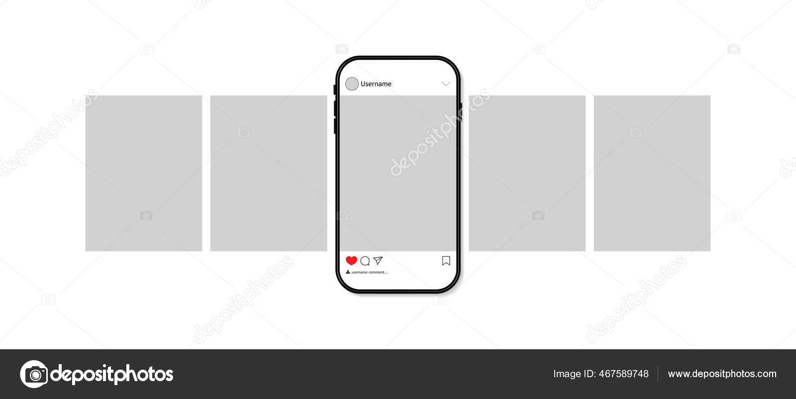 Карусель Социальной Почты Телефоне Макет Смартфона Каруселью Соцсетях  Шаблон Приложения Стоковый вектор ©Wise_ant 467589748