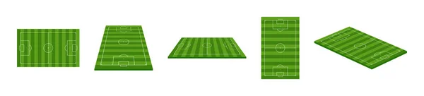 Terrain Football Stade Football Terrain Football Vert Avec Vue Perspective — Image vectorielle