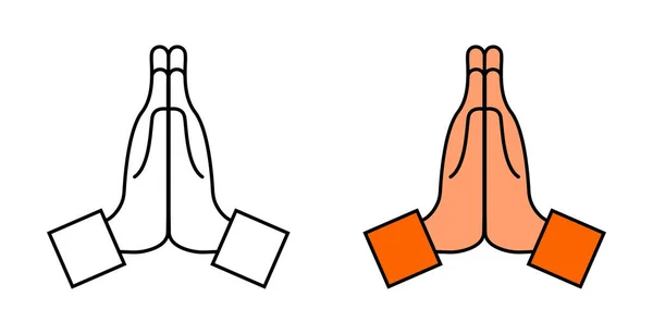 手与祈祷 太让人吃惊了 埃莫吉谢谢 对不起 祈祷的手 在祈祷中充满了希望 双手合十为信仰 请求的情感 卡通符号 — 图库矢量图片
