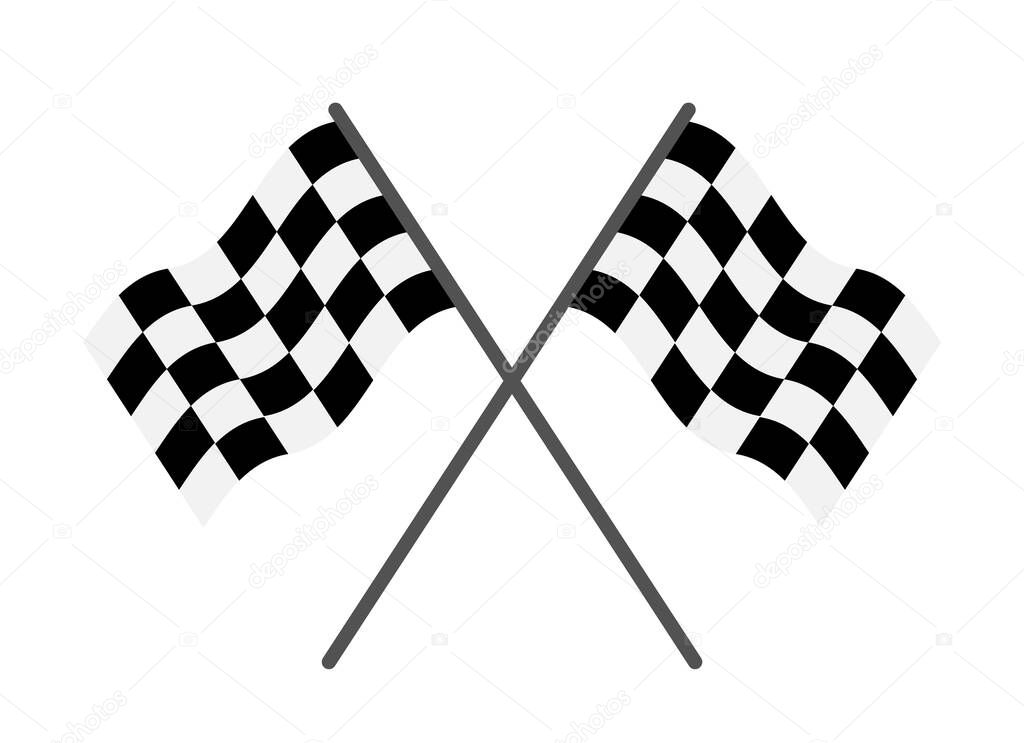 Flag of race. Checkered flag for start and finish. Black-white icon of rally for car. Checker background for auto, speed, sport and winner. Illustration for competition of champion on road. Vector.