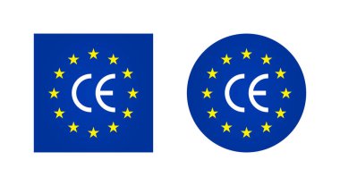 CE Avrupa işareti. Avrupa sertifikası için logo. eu üreticisinin simgesi. Avrupa yapımı, kalite ve standardın sembolü. Avrupa pulu, etiket ve ürün amblemi. Premium Vektör Rozeti.