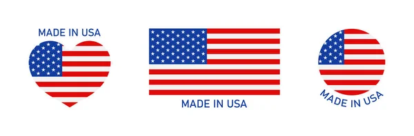 Icona Made Usa Bandiera America Distintivo Logo Del Prodotto Francobollo — Vettoriale Stock