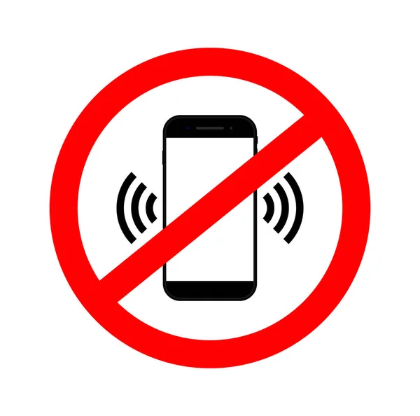 Phone Mobile Ban Icon Forbidden Cellphone Red Sign Use Call — Wektor stockowy