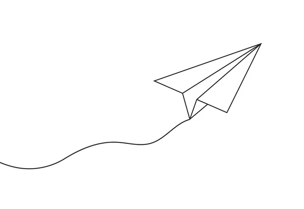 Línea Papel Plano Esbozo Avión Con Trayectoria Icono Avión Papel — Vector de stock