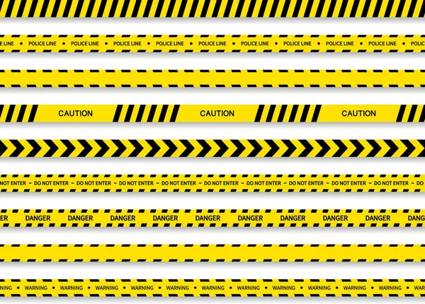 Black Yellow Tape Strip Caution Danger Tape Police Construction Crime — Stock Vector