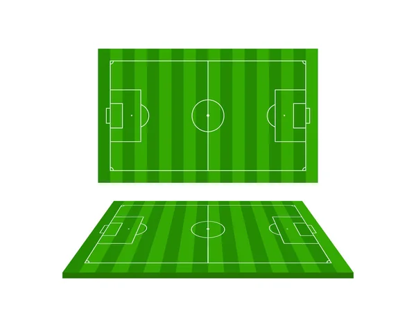 Voetbal Stadion Voetbalveld Groene Voetbalarena Met Perspectief Isometrische Rechtbank Voor — Stockvector