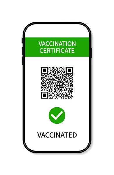 Aşı sertifikası. Pasaportunda yeşil geçiş kartı var. Pasaport akıllı telefon ekranında. Bağışıklık, solunum yetmezliği ve sağlık testleri hakkında telefonda uygulama. Seyahat ve kontrol aşısı için sağlık pasaportu. Vektör.