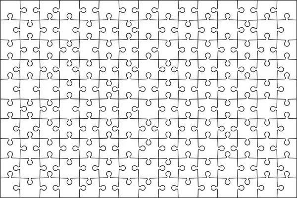 パズルピースのパターン ジグソーパズルのテンプレート 計画のグリッド ゲームの概要広場 白い背景にパズルの黒い線の質感 チームロジックのジグソーパズルの一部 輪郭モザイクの150個 ベクトル — ストックベクタ