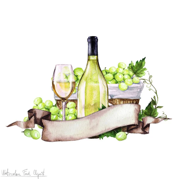 Alimentation aquarelle - Vin blanc — Photo