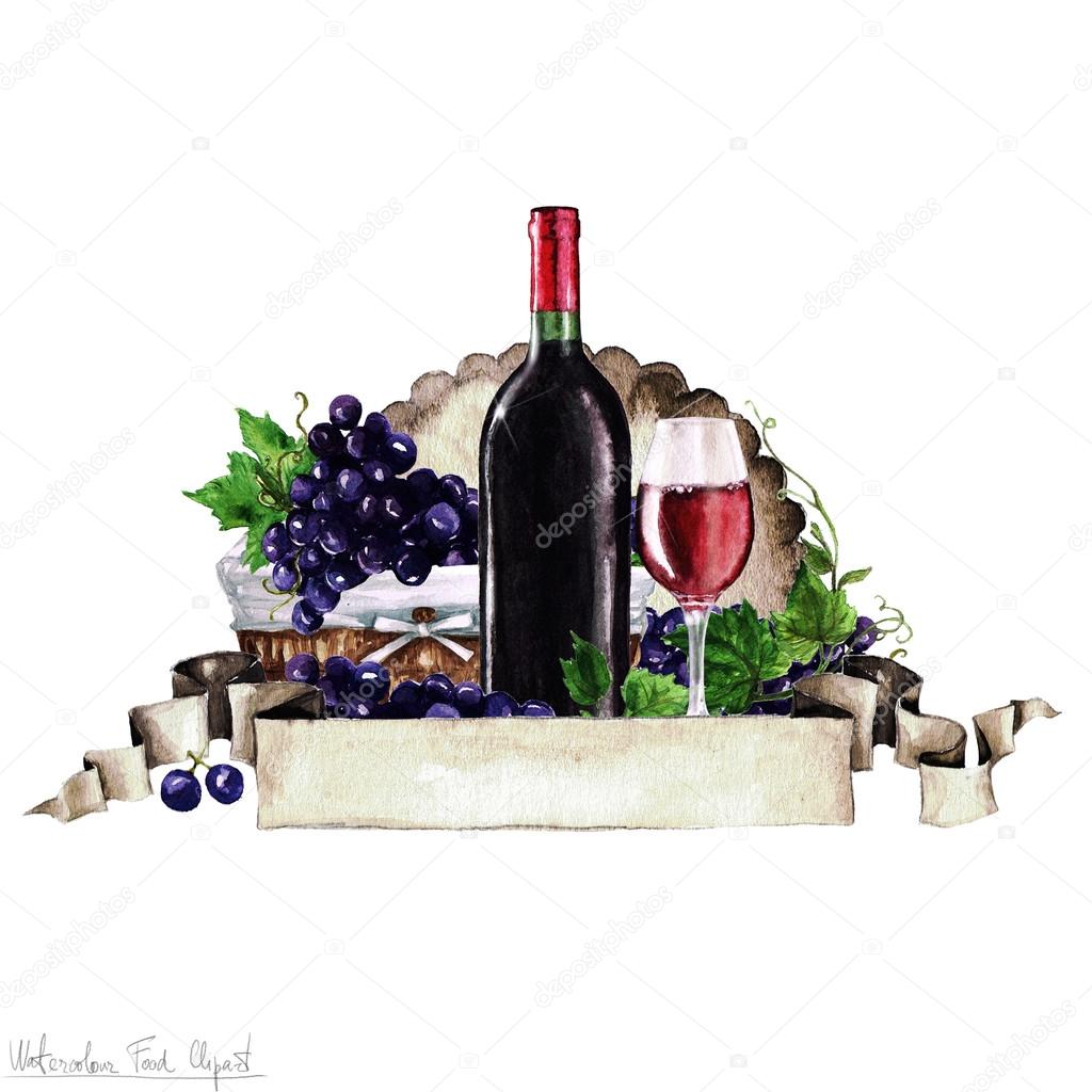 Watercolor Food - Red Wine
