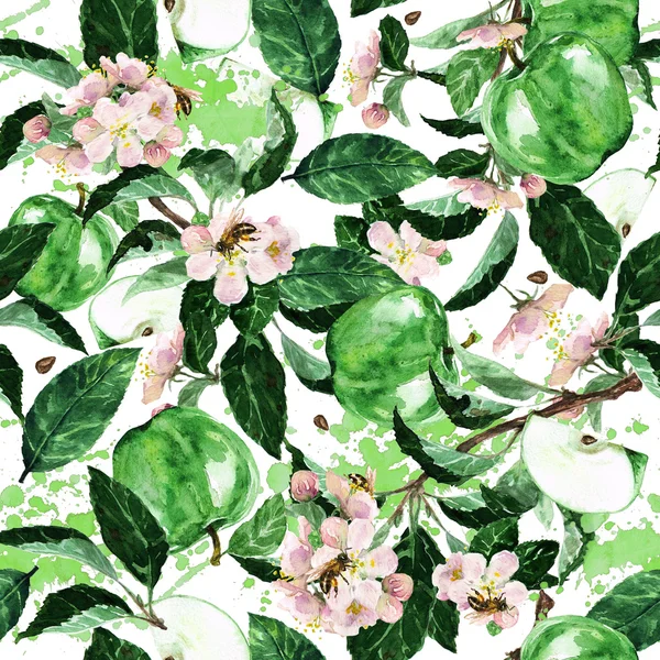 Watercolor seamless pattern - Apple — Stock Photo, Image