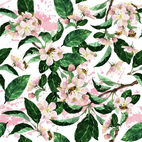 Akvarel bezešvé pattern - květ — Stock fotografie
