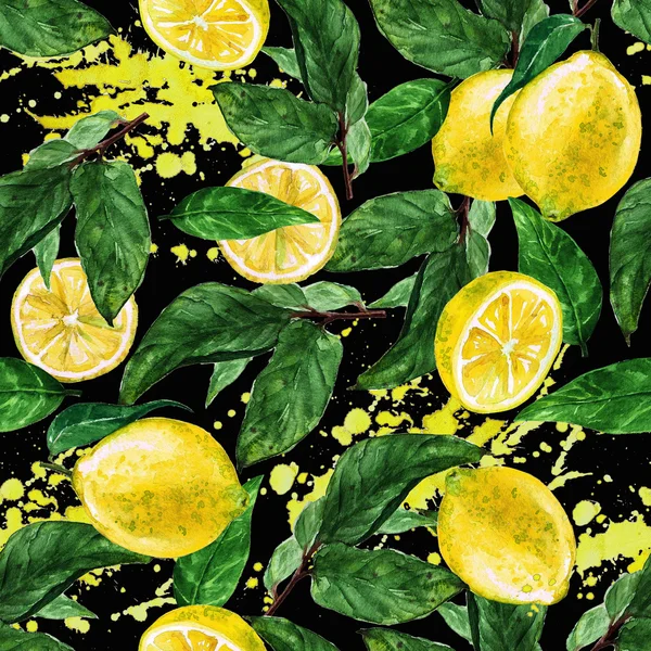 Акварель безшовні візерунок - лимонний — стокове фото